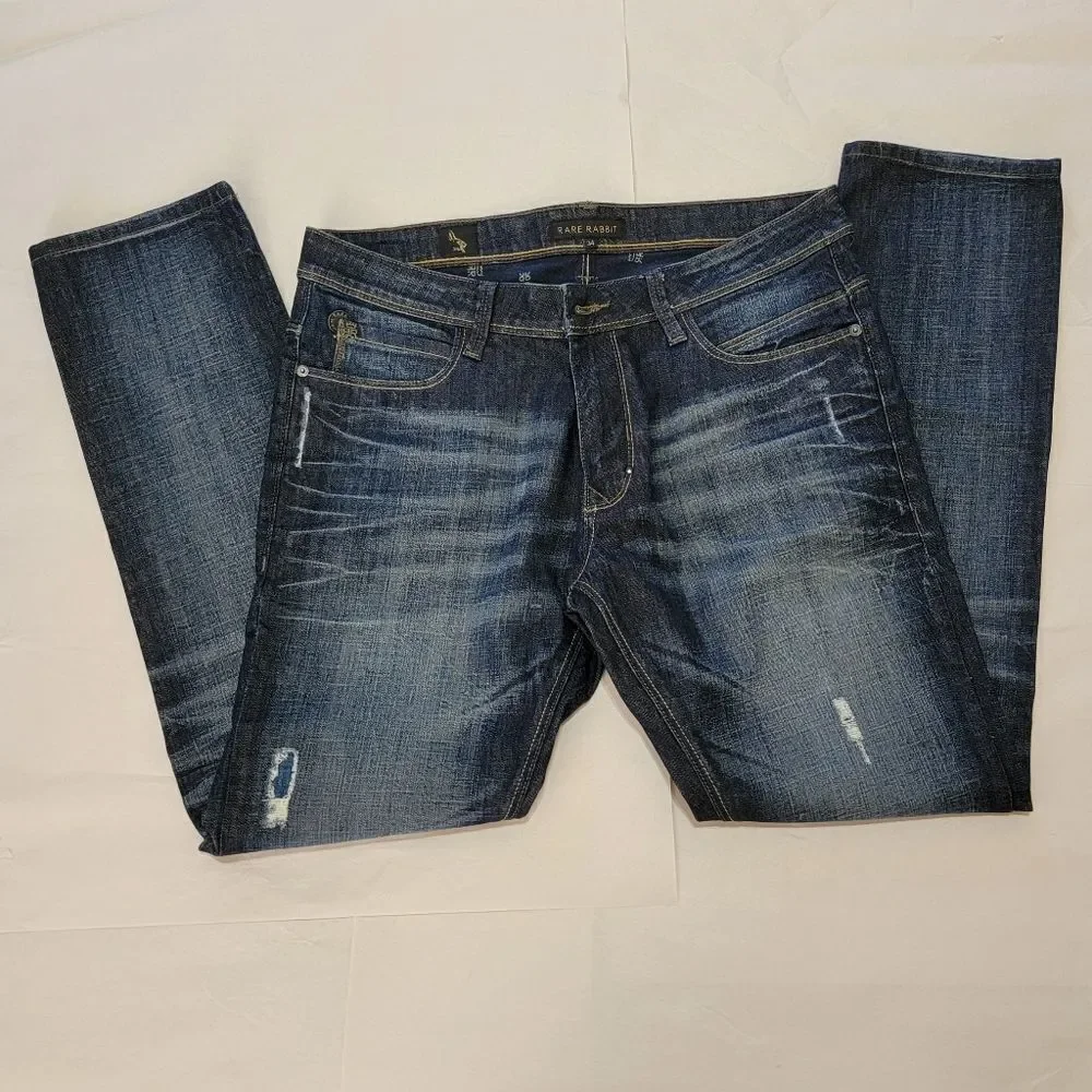 Rare Rabbit RR Be Rare MMXIV Skinny Straight Leg Dark Wash Jeans Mens 34 NWOT